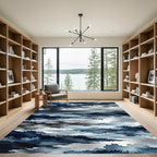 Moody Indigo Stormy Mountain Landscape Rug
