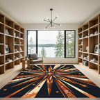 Radiant Burnt Orange Celestial Starburst Rug