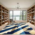 Graphic Blue and Cream Beacon Ray Rug