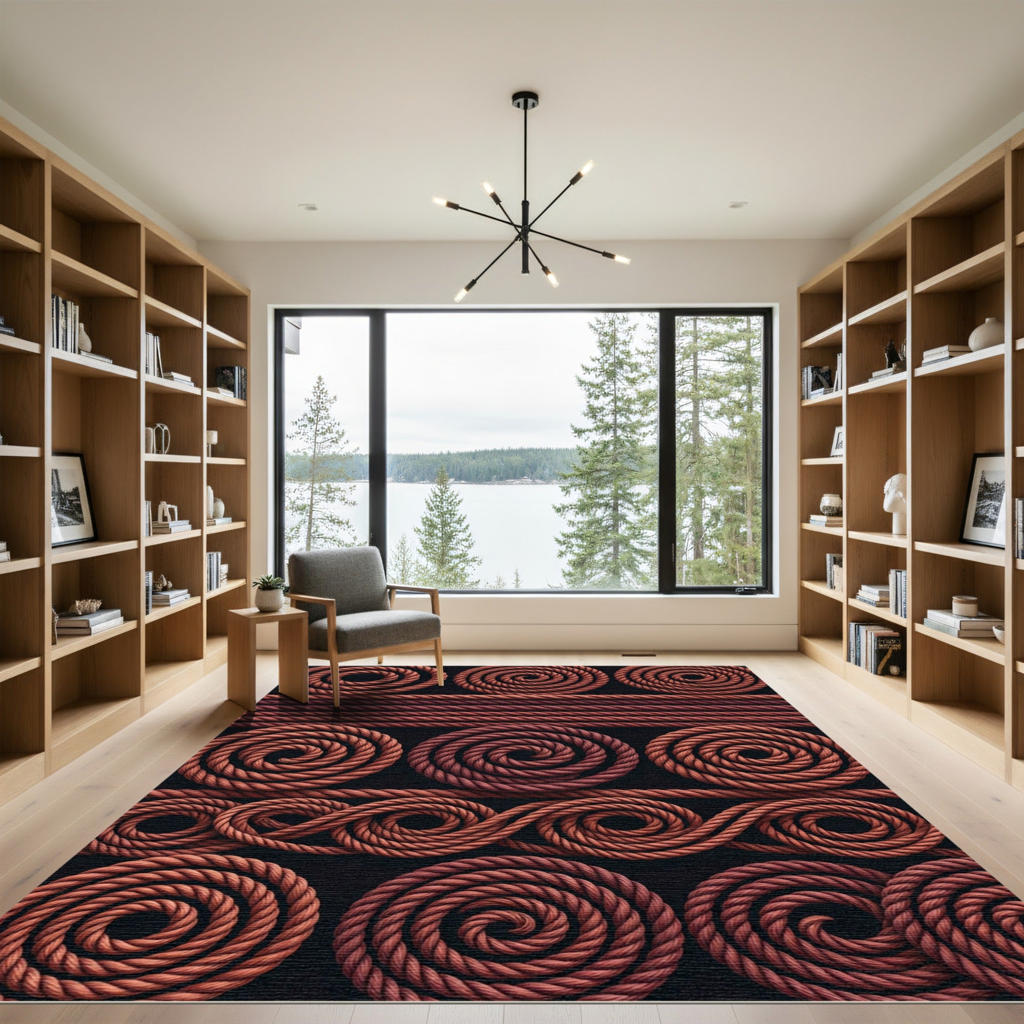 Terracotta Spiral Staircase Rope Art Rug