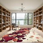Vintage Distressed Heart Floral Bouquet Rug