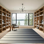 Minimalist Metallic Silver Gradient Horizontal Line Rug