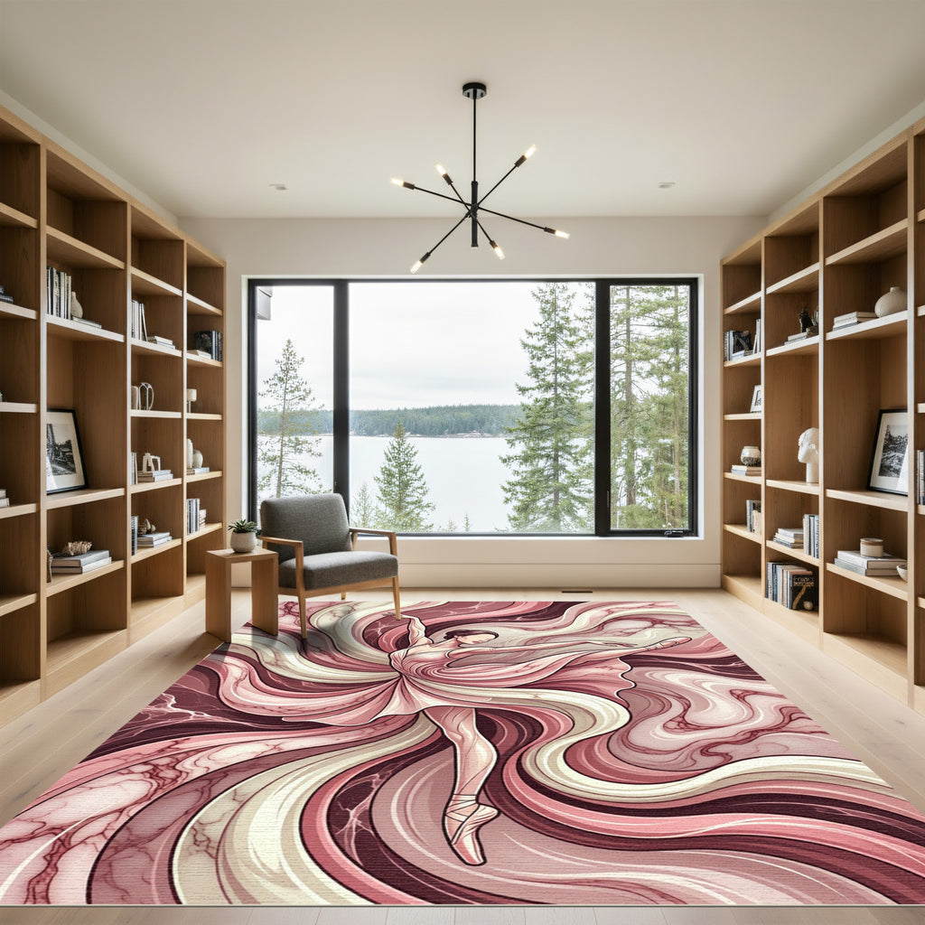Crimson Dancer Swirl Marble Rug