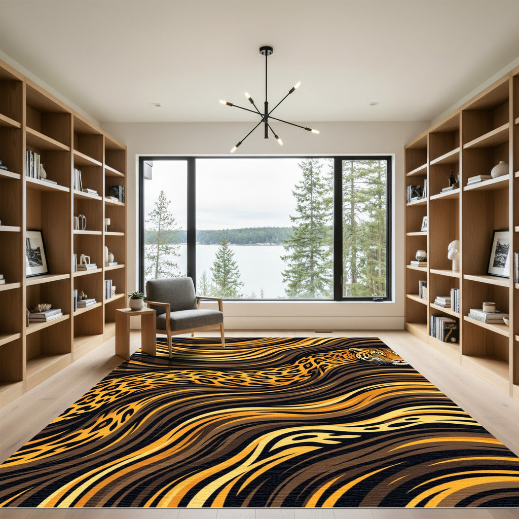Wild Jaguar Fur Swirl Rug