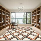 Intertwined Peach and Slate Geometric Weave Rug