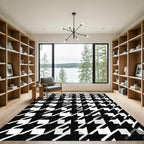 Bold Monochrome Geometric Houndstooth Graphic Rug