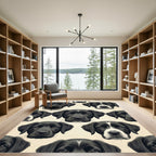Black Labrador Portrait Cream Wallpaper Rug