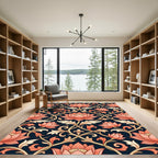 Coral Lotus Vine Dark Navy Rug