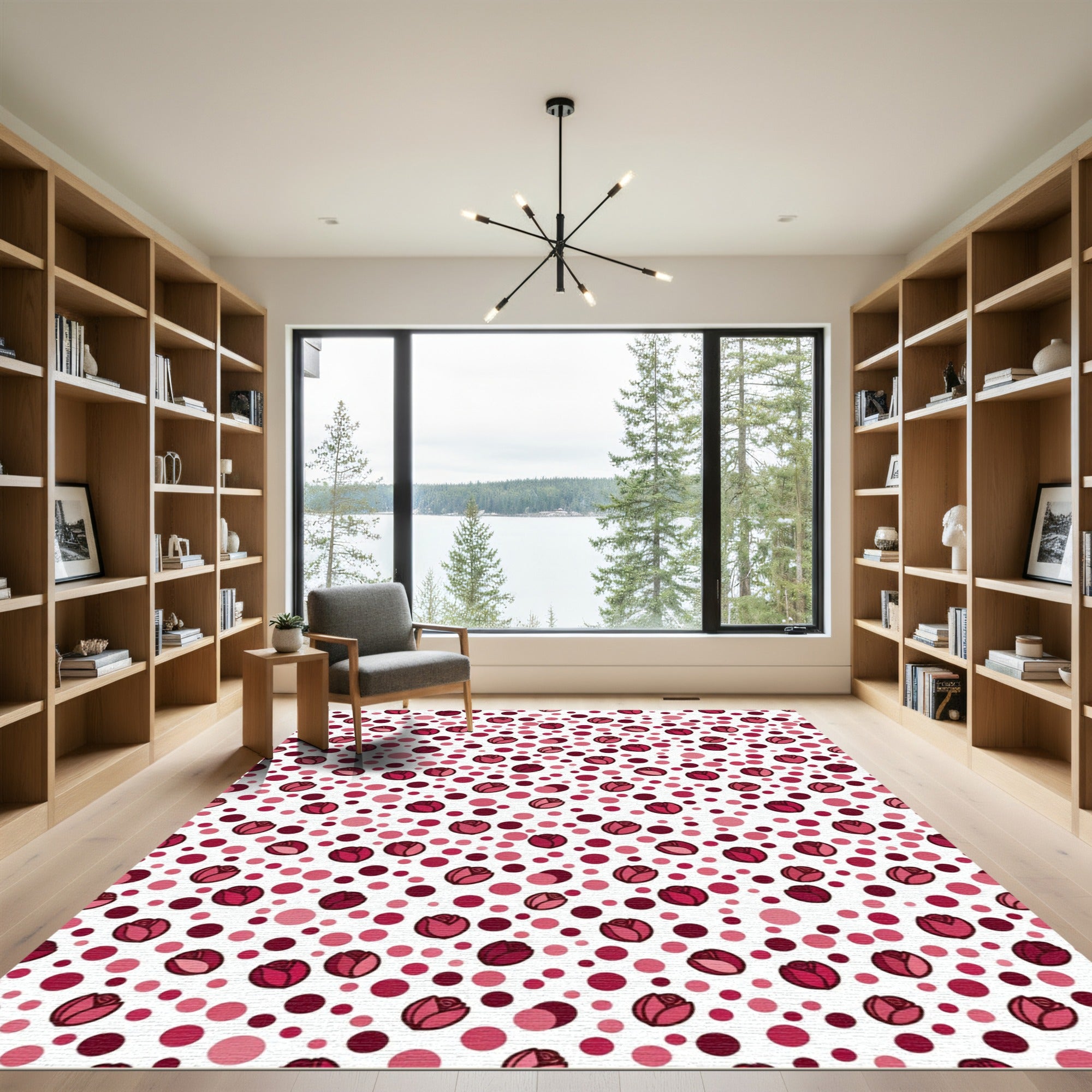 Red Rose Polka Dot Scatter Rug