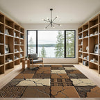 Cracked Earth Geometric Tile Composition Rug