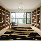 Earthy Gold Abstract Shattered Geometric Rug