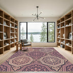 Elegant Dusty Rose Octagon Medallion Rug