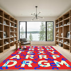 Red Bold Graphic Alphabet Arrangement Rug