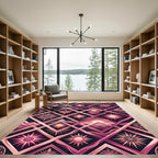 Celestial Sun Diamond Geometric Pink Art Rug