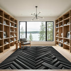 Modern Charcoal Chevron Geometric Abstract Rug