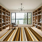 Modern Earthy Ochre Brown Striped Rug