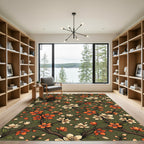 Vibrant Orange White Blossom Branches Rug
