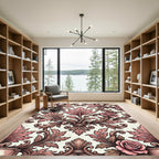 Vintage Pink Floral Acanthus Swirls Rug