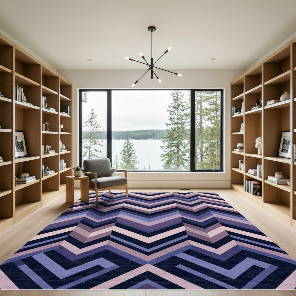Geometric Chevron Indigo Lavender Rug