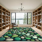 Green Pebble Cluster Abstract Rug