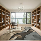 Neutral Mushroom Forest Layered Abstract Rug