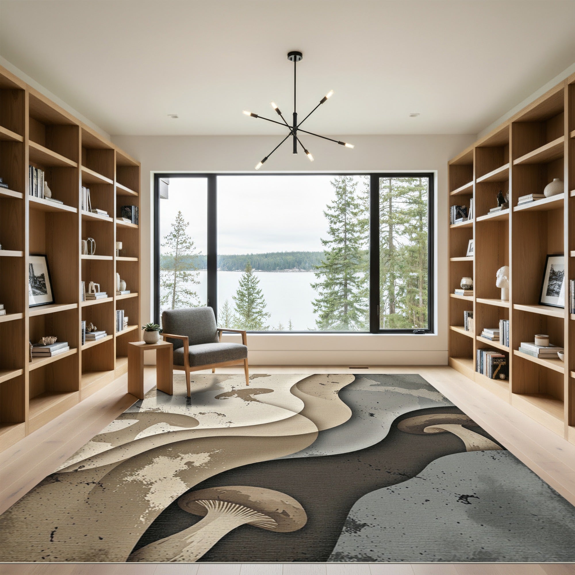 Neutral Mushroom Forest Layered Abstract Rug