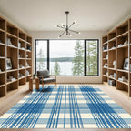 Classic Blue Tartan Check Rug