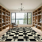 Monochrome Checkered Tartan Lines Rug