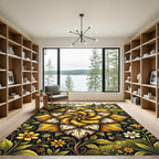 Golden Autumn Floral Mandala Rug