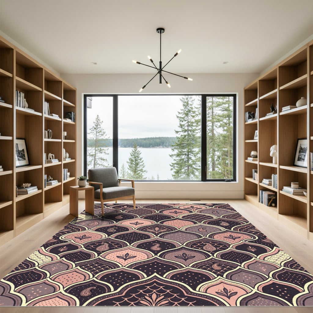 Mauve Paisley Arches Medallion Rug