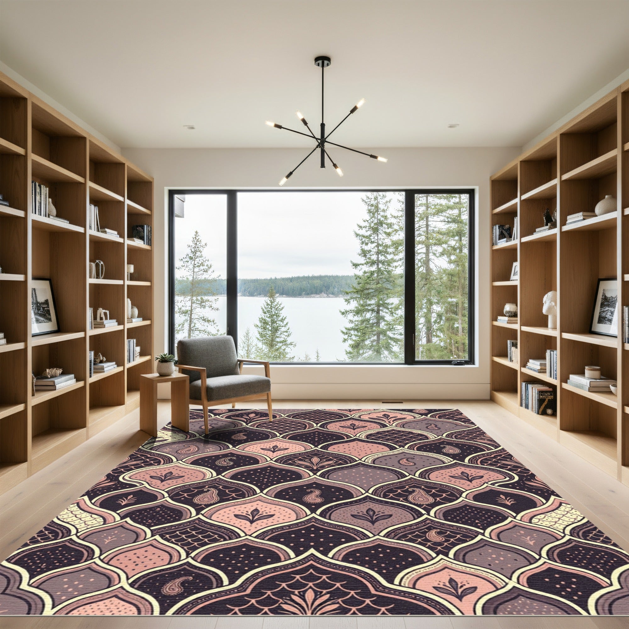 Mauve Paisley Arches Medallion Rug