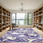 Sleepy Purple Cats and Clouds Rug