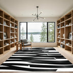 Black Wavy Ribbon Abstract Rug