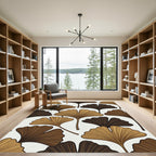 Earthy Brown Ginkgo Leaves Repeat Rug