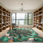 Emerald Starburst Floral Medallion Rug