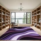 Ethereal Violet Wavy Abstract Layers Rug