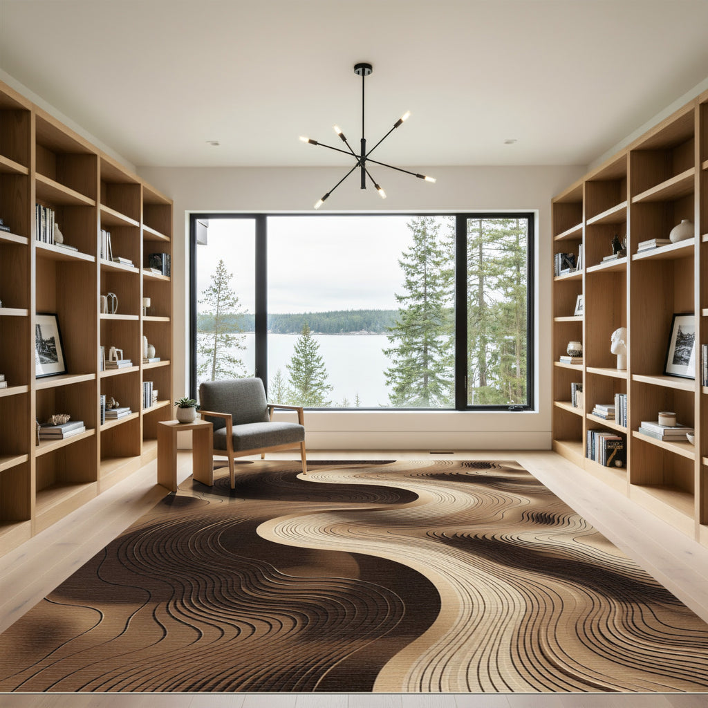 Bronze Wavy Contour Abstract Rug