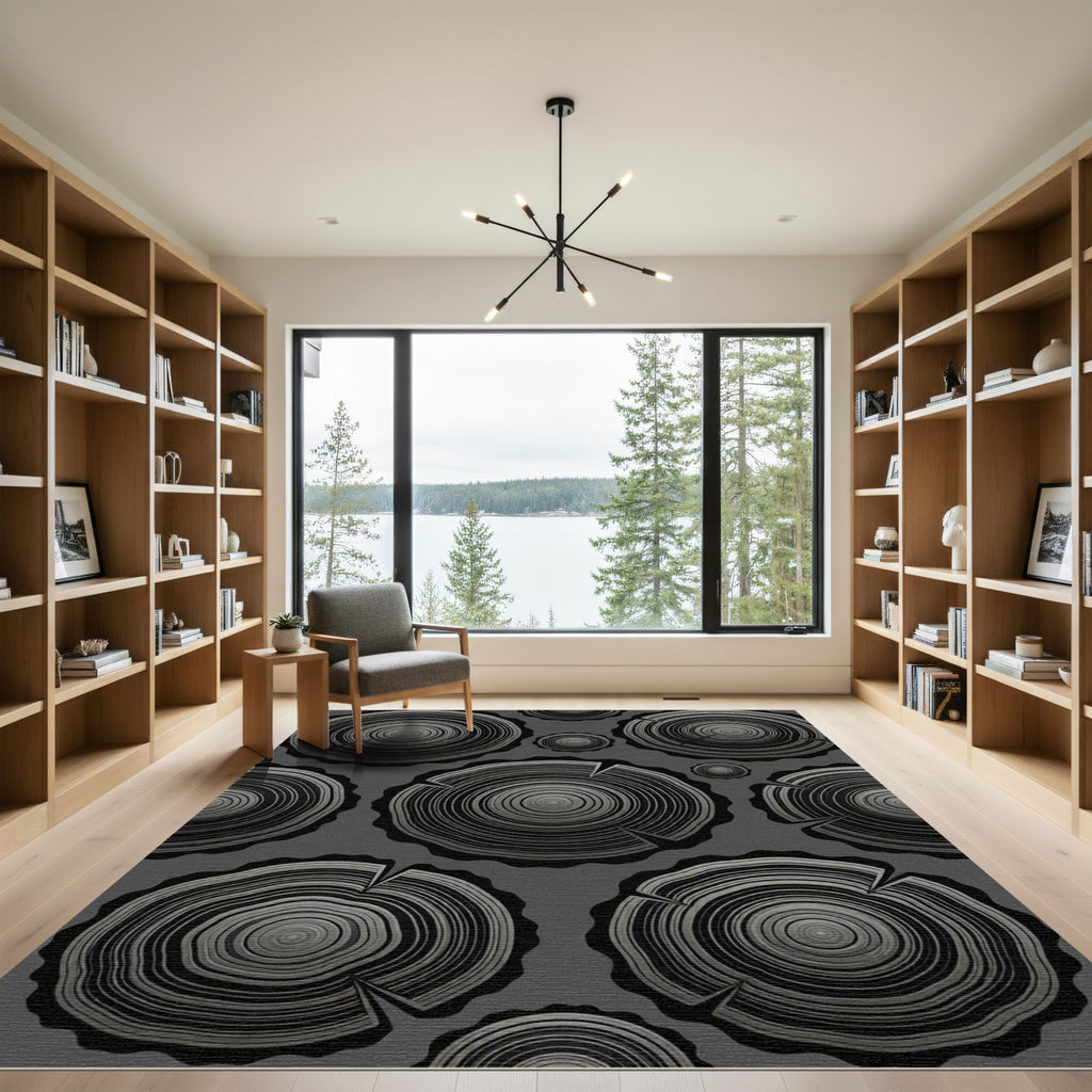 Monochromatic Wood Grain Slices Rug
