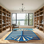 Azure Shell Stripe Geometric Coastal Art Rug