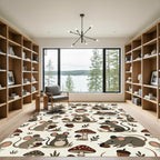 Whimsical Forest Mouse and Acorn Illustration Rug