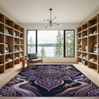 Ornate Violet Mandala Desert Mountain Dream Rug