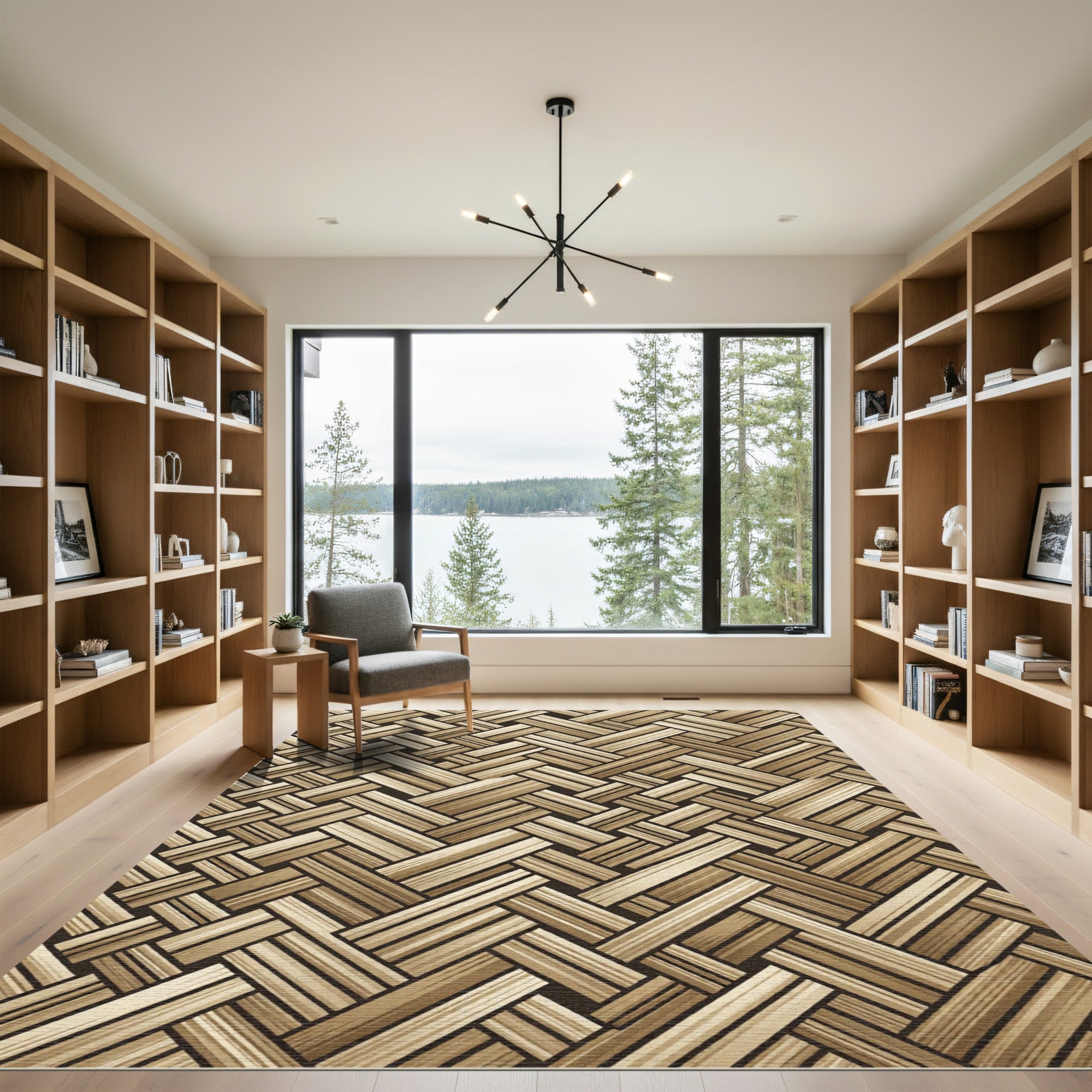 Neutral Woven Herringbone Texture Rug