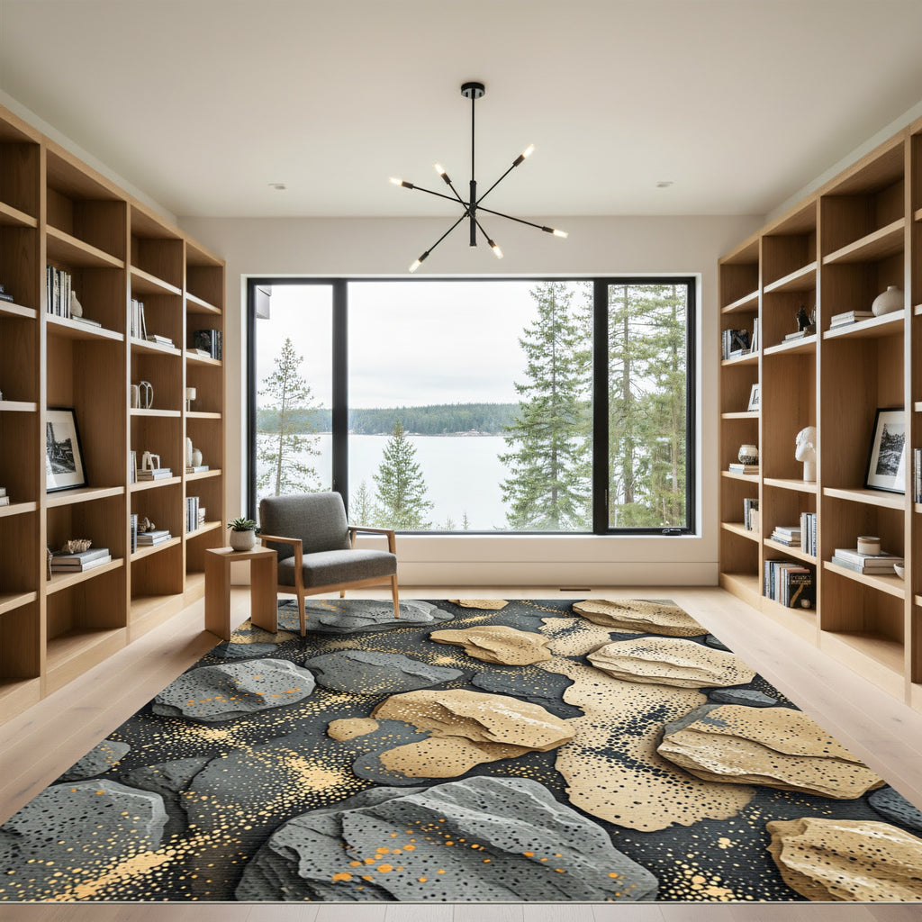 Textured Stone Gold Accent Rug