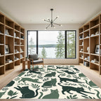 Dark Green Feline Foliage Repeat Rug