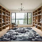 Monochromatic Ink Cloud Swirl Rug