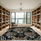 Black Leopard Heads With Gray Spots Rug
