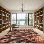 Coral Peach Feathered Eye Fan Display Rug