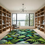 Jade Pebbles Fern Foliage Arrangement Rug