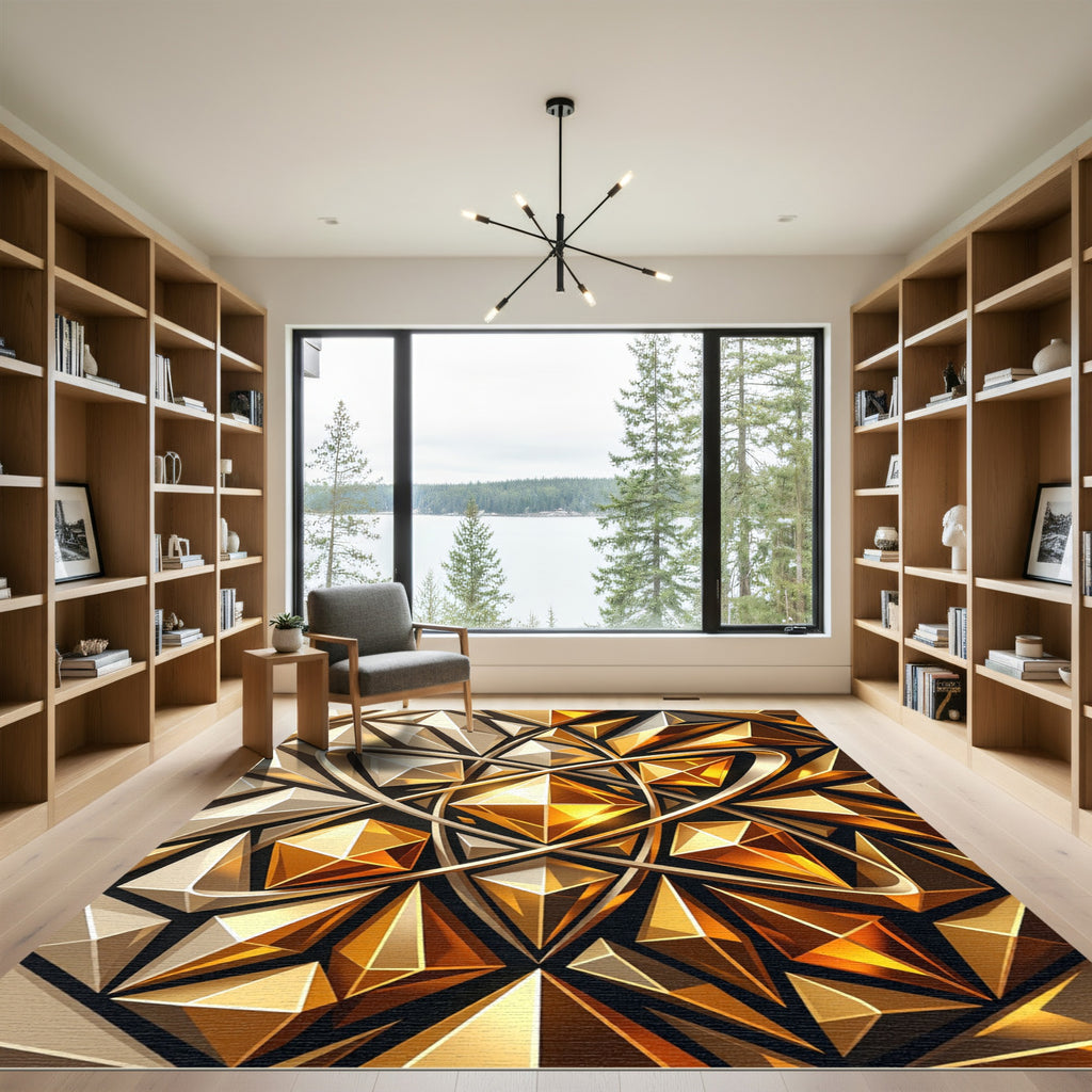 Golden Atomic Geometric Crystal Abstract Rug
