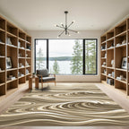 Earthy Tone Abstract Wave Composition Rug